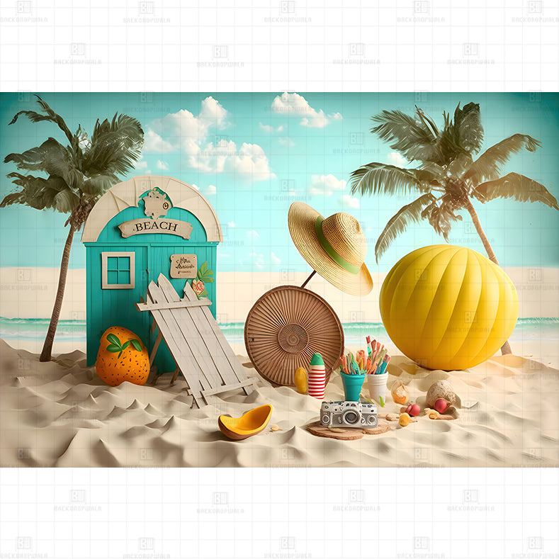 Tropical Hut printed Baby Backdrop