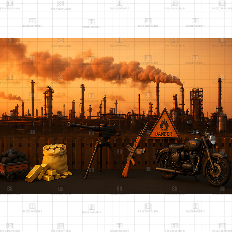 Industrial Sunset Cityscape Printed Baby Backdrop