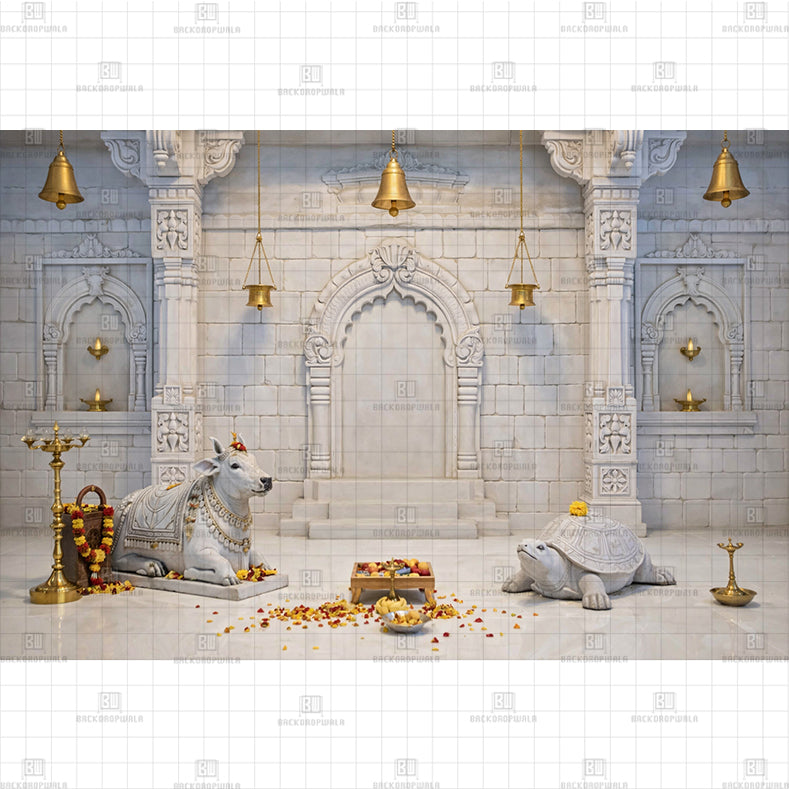 Sacred Cow Temple Setting Printed Backdrop