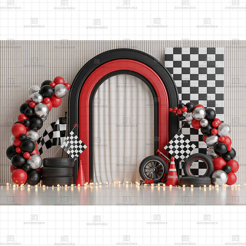 Racer Number 1 Birthday Stage Printed Baby Backdrop