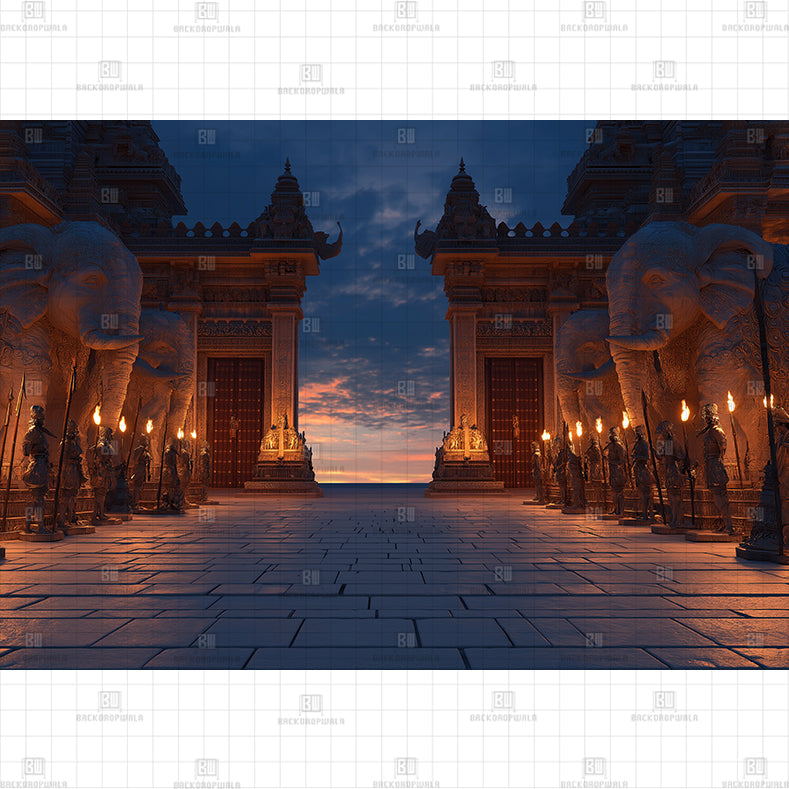 The Grand Entrance of Angkor Wat Printed Backdrop