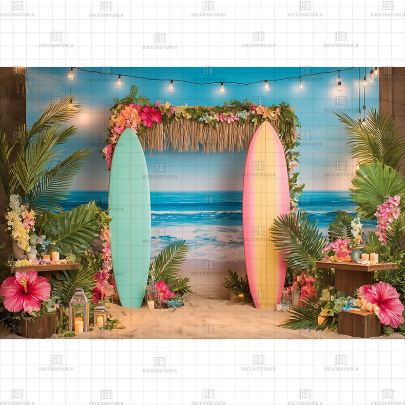 Seaside Summer Dreams Setup Printed Baby Backdrop