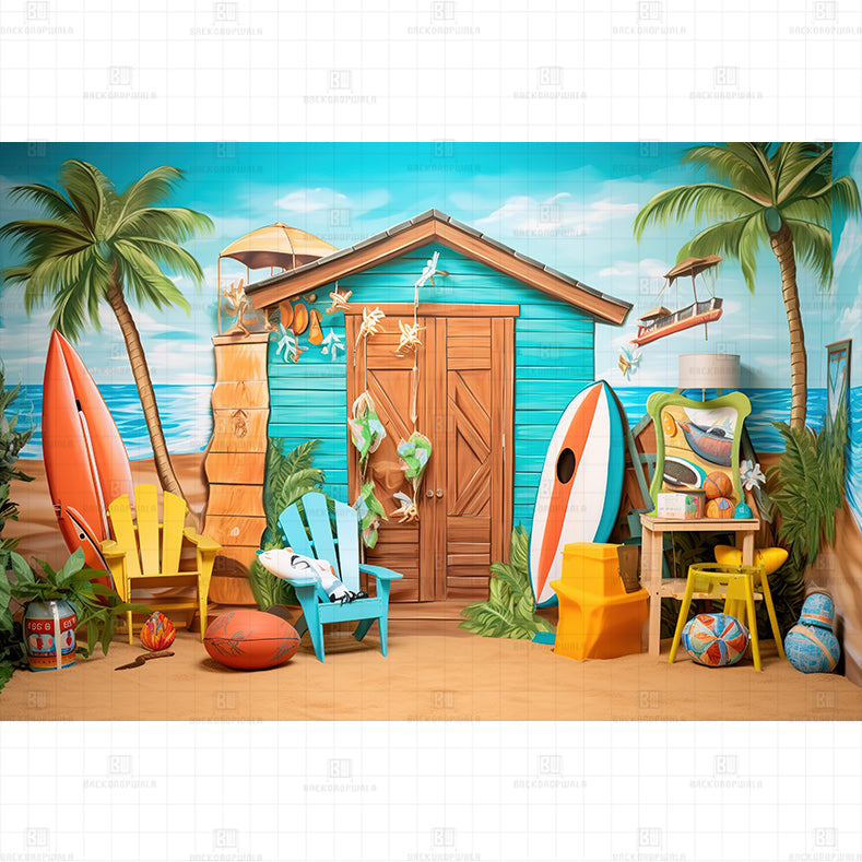 Surf Shack printed Baby Backdrop