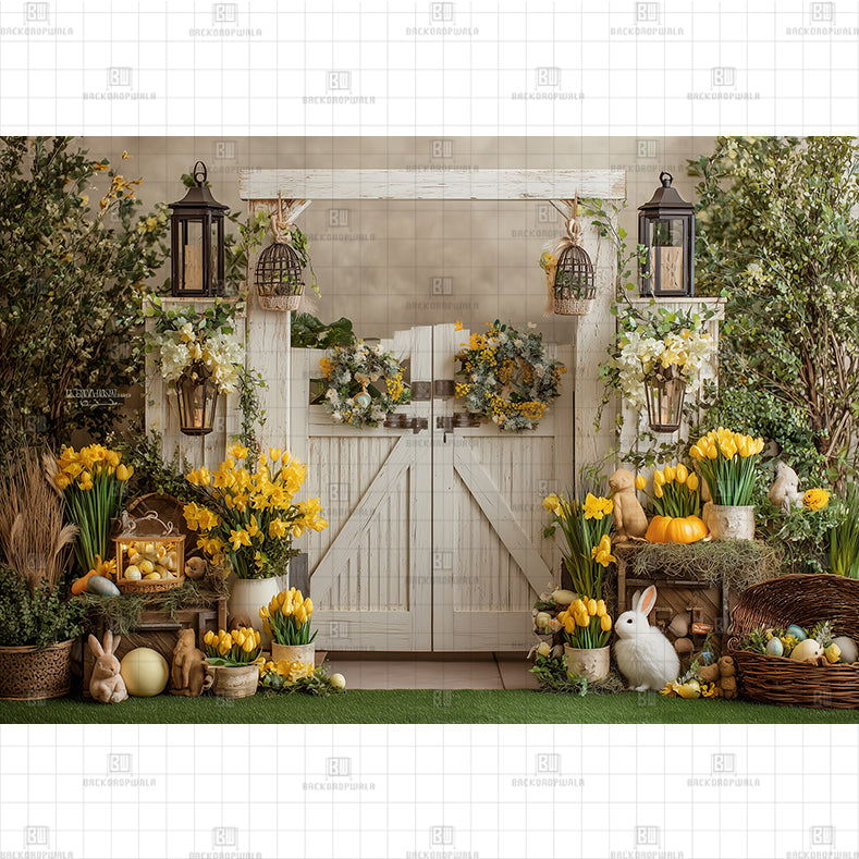 Easter Blossom Lane Printed Baby Backdrop