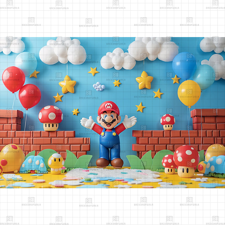 Mario Bros Printed Baby Backdrop