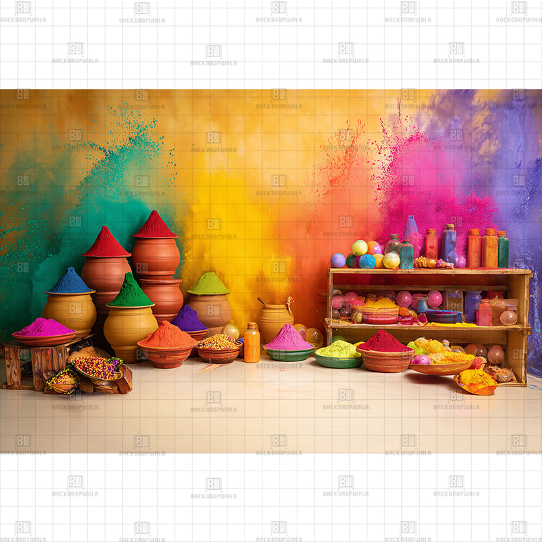 Splatter Paint Fun Holi Printed Backdrop
