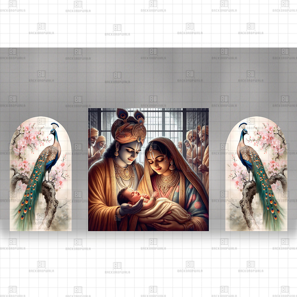 The Birth of Lord Krishna Printed Event Backdrop