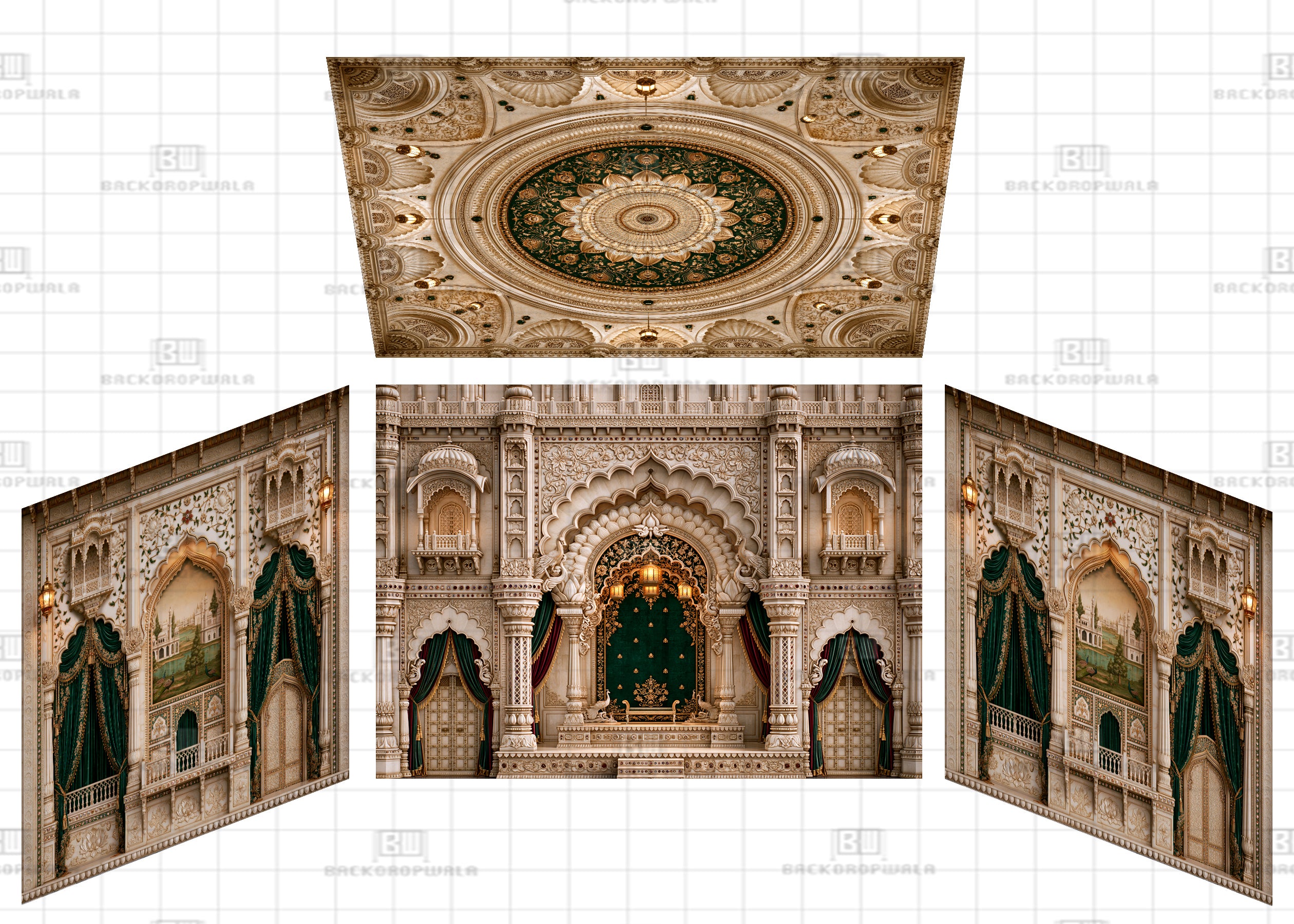 Swarna Emerald Palace Dwar Theme Ganesh Pandal Backdrop