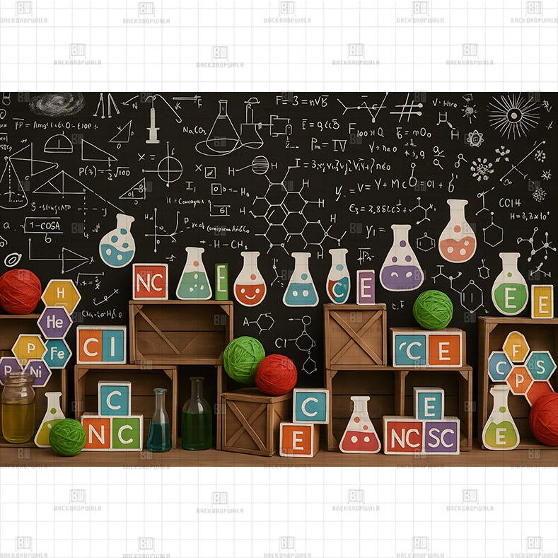 Science Lab Classroom Printed Baby Backdrop