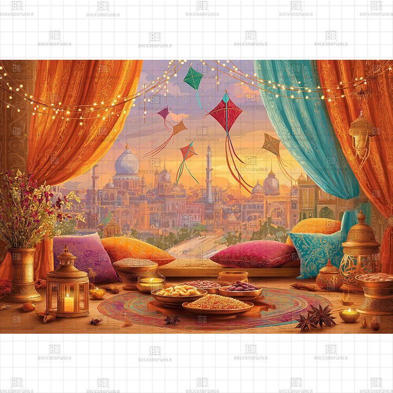 The View from the Terrace Printed Backdrop