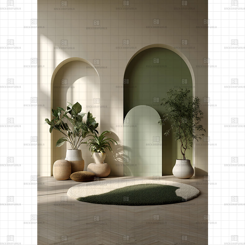 Geometric Zen Corner Arch Backdrop Printed Maternity Backdrop