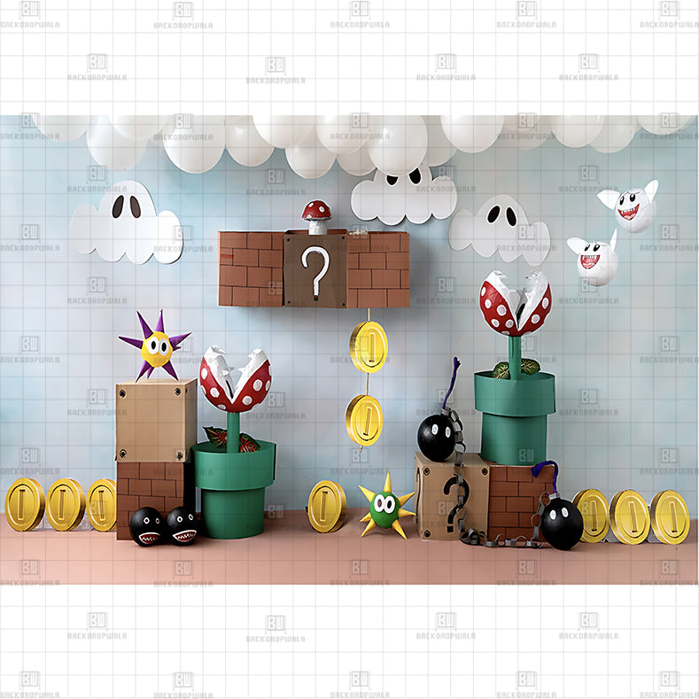 Super Mario Land Printed Baby Backdrop