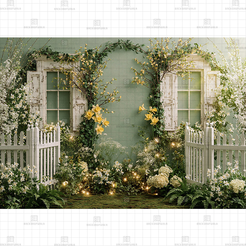 Tulip Garden Lights Printed Baby Backdrop