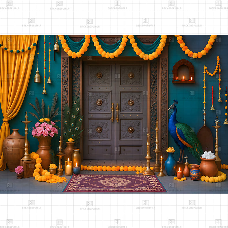 Golden Garland Door PRINTED BACKDROP