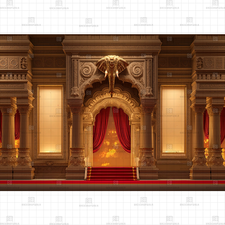 Magnificent Golden Palace Entrance Printed Backdrop