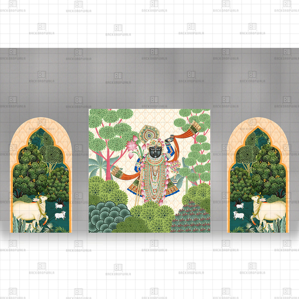 Shrinathji and His Sacred Cows Printed Event Backdrop