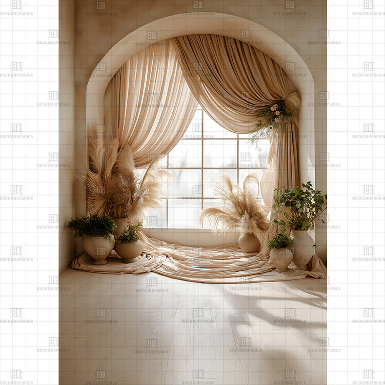 Classical Draped Portico Printed Maternity Backdrop