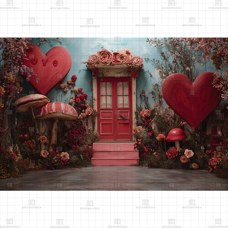Valentine's Day Doorway Printed Backdrop