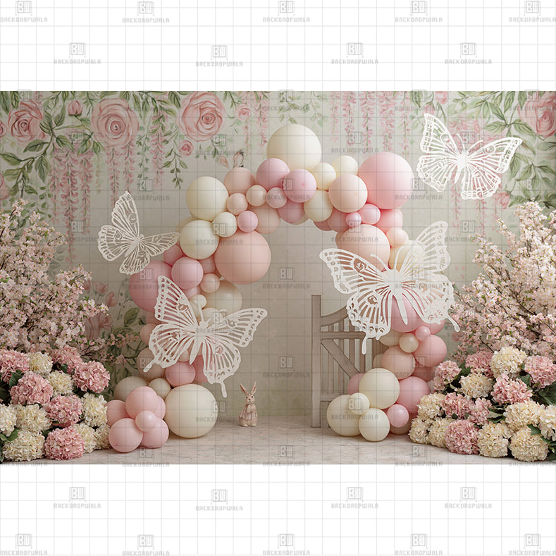 Butterfly Pink Pastel Printed Baby Backdrop