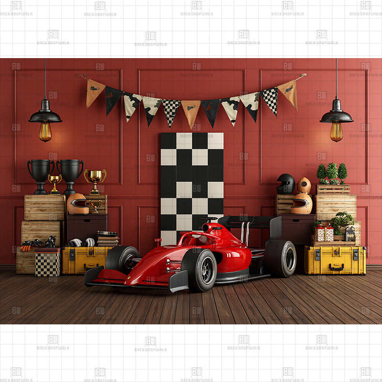 Burgundy Texture Racing Victory Printed Baby Backdrop