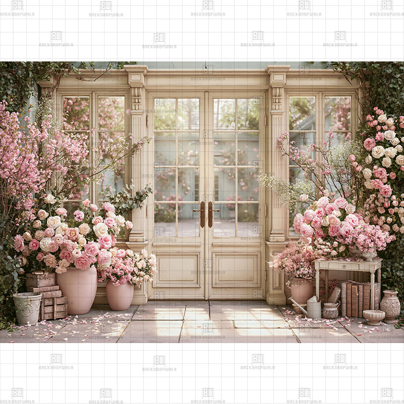 White Floral Archway Printed Baby Backdrop