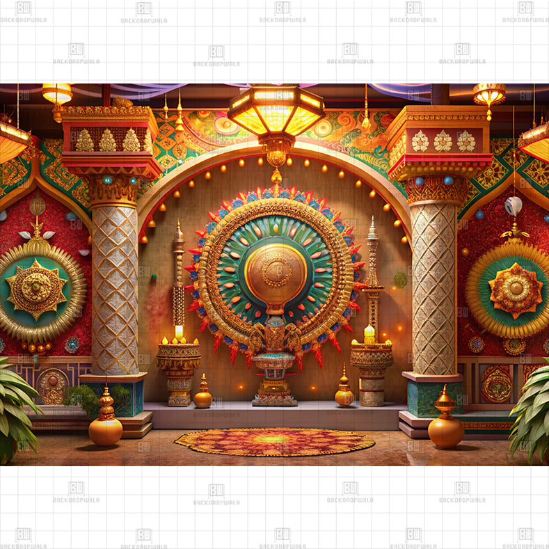 Garba Palace Celebration Printed Baby Backdrop