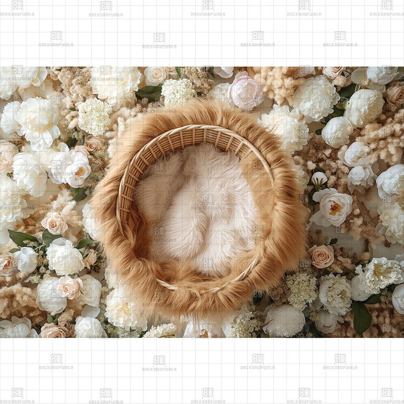 Newborn Basket Art backdrop Printed Born Baby Backdrop
