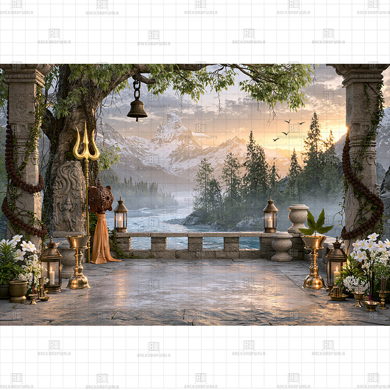 Cave Temple Entrance Printed Baby Backdrop