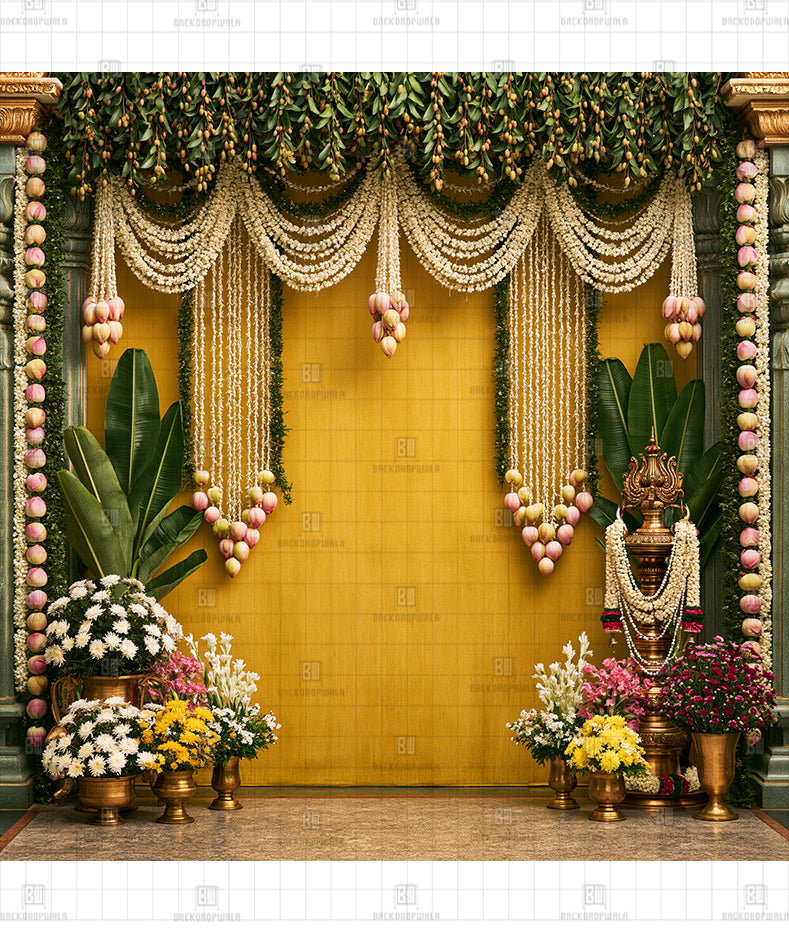 Graceful Mogra Toran Printed Diwali Decoration Backdrop