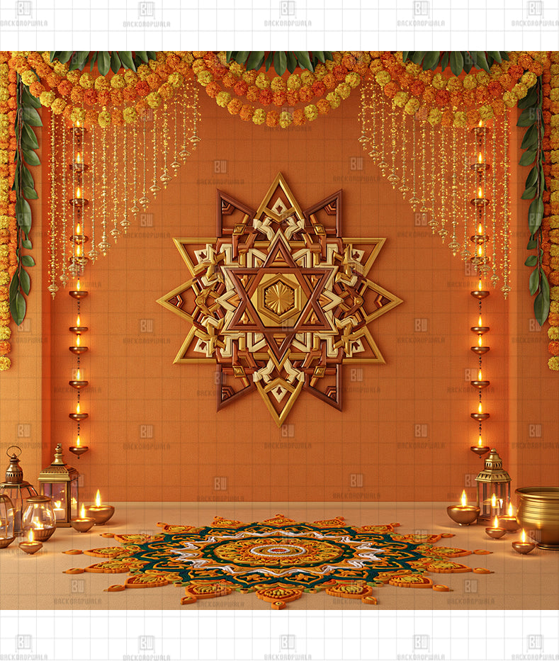 Radiance of the Yantra Printed Diwali Decoration Backdrop