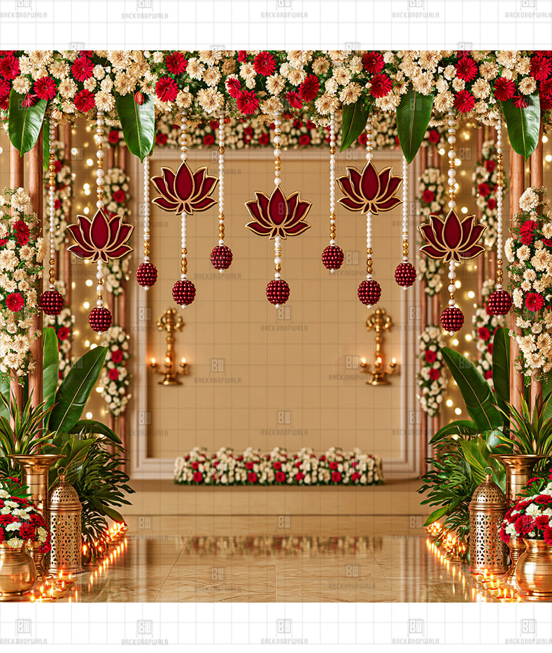 Regal Floral Gateway Printed Diwali Decoration Backdrop