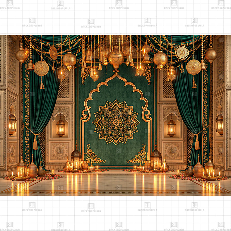 The Emerald Palace of Lights Printed Diwali Baby Backdrop