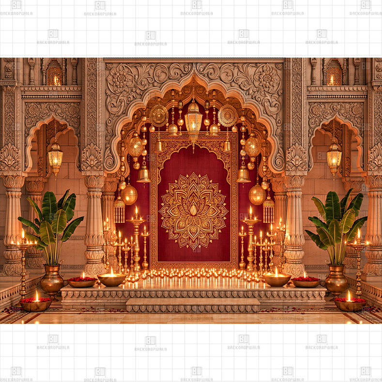 Majestic Sandstone Darbar Printed Diwali Baby Backdrop
