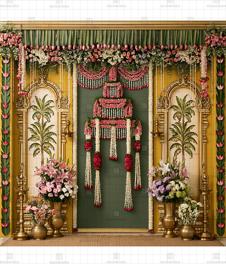 The Gilded Heritage Courtyard Printed Diwali Decoration Backdrop