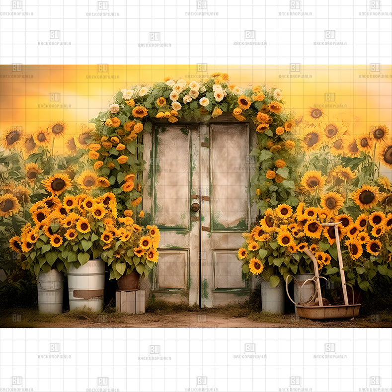 Sunflower Doorway Printed Baby Backdrop