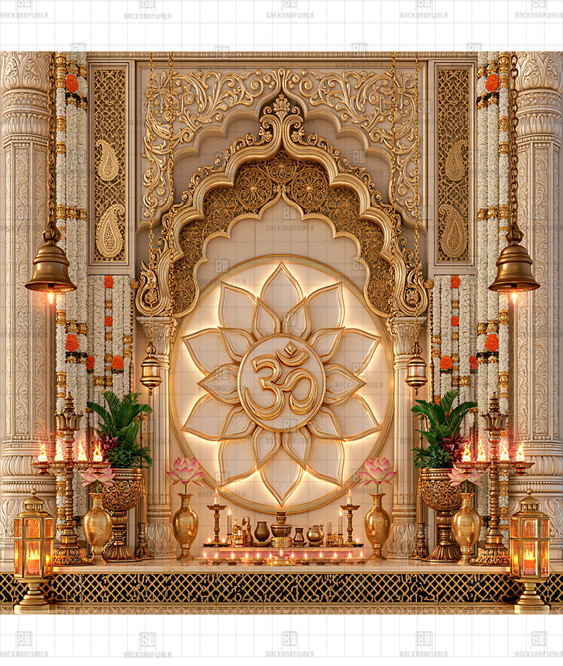 Divya Om Mandapam Printed Diwali Decoration Backdrop