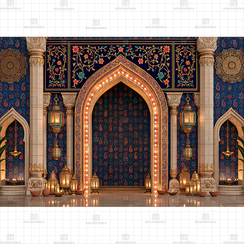 The Glowing Midnight Palace Arch Printed Diwali Baby Backdrop