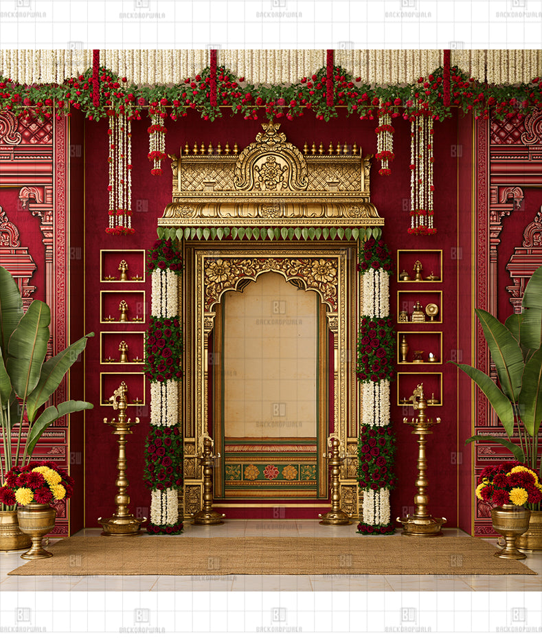 Gateway to Divine Blessings Printed Diwali Decoration Backdrop