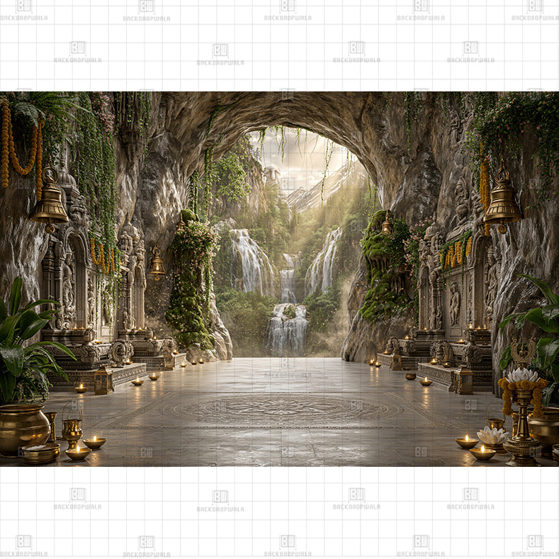 Sacred Amarnath Cave Abode Prited Baby Backdrop