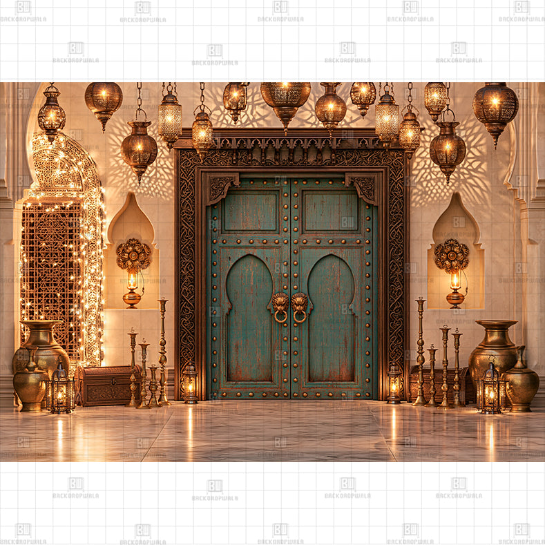 Antique Filigree Darwaza Printed Diwali Baby Backdrop