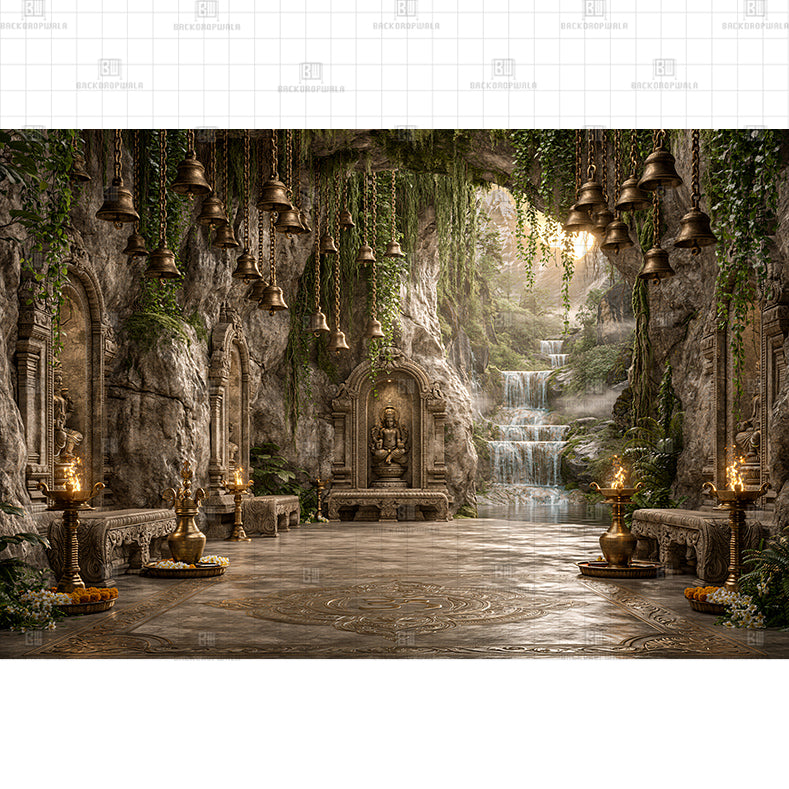 Sacred Om Cave Temple Prited Baby Backdrop