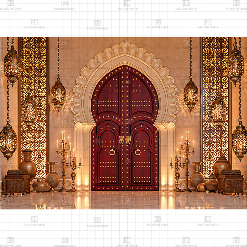 Grand Rajasthani Haveli Courtyard Printed Diwali Baby Backdrop