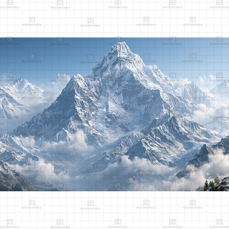 Majestic Himalayan Snow Peaks Prited Baby Backdrop