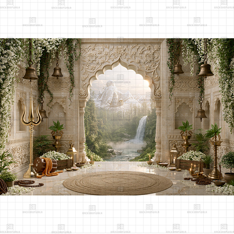 Sacred Shiva Abode Gateway Prited Baby Backdrop