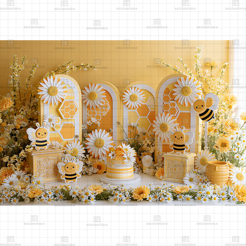 Honeycomb Macrame Printed Baby Backdrop