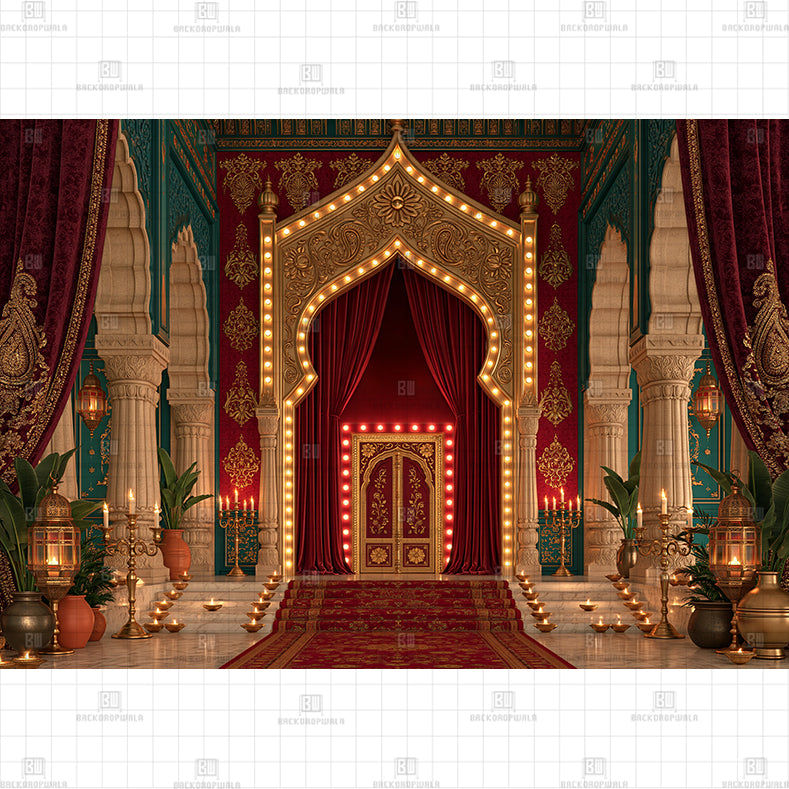 Starlight Palace Courtyard Printed Diwali Baby Backdrop