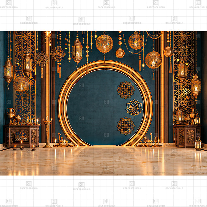 Modern Regal Round Archway Printed Diwali Baby Backdrop