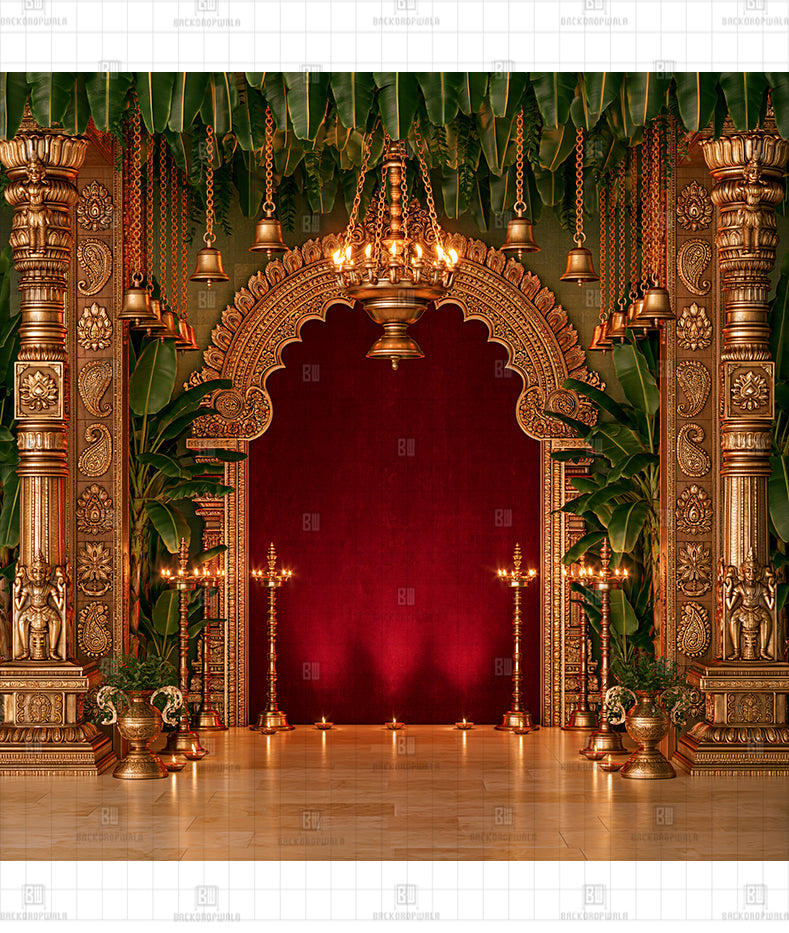 Traditional Kalyana Stage Printed Diwali Decoration Backdrop