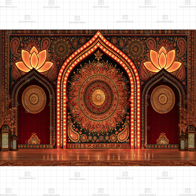 Golden Temple Arch Printed Diwali Baby Backdrop