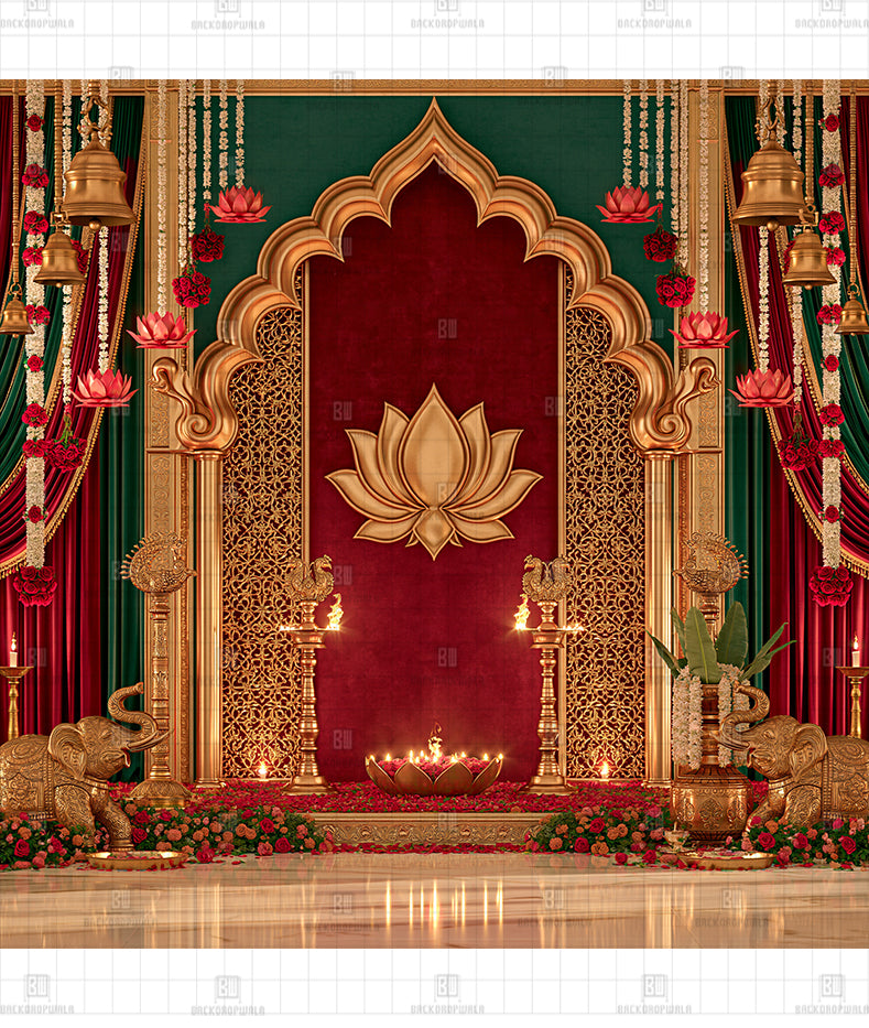 Rajwada Lotus Pavilion Printed Diwali Decoration Backdrop